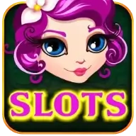 Slots game logo featuring a cartoon character with colorful design